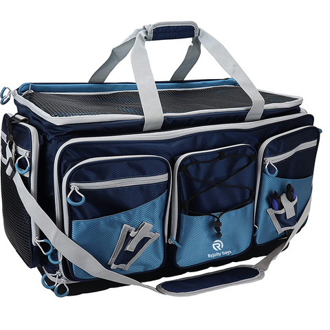 River Saltwater Resistant Fishing Tackle Bag, Heavy-Duty Tackle Box Organizer, Waterproof Non-Slip Bottom Fishing Rod Bags