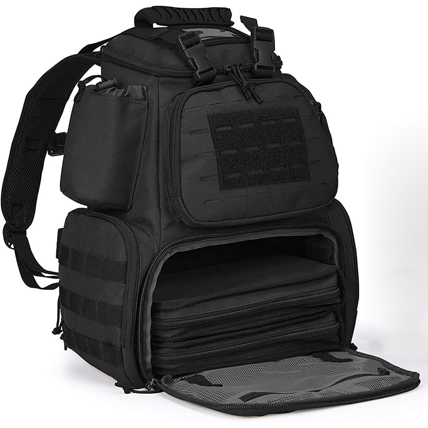 Military Style Backpack, Molle Tactical Range Bag for Shooting, Survival Camping, Hunting, Black Bag