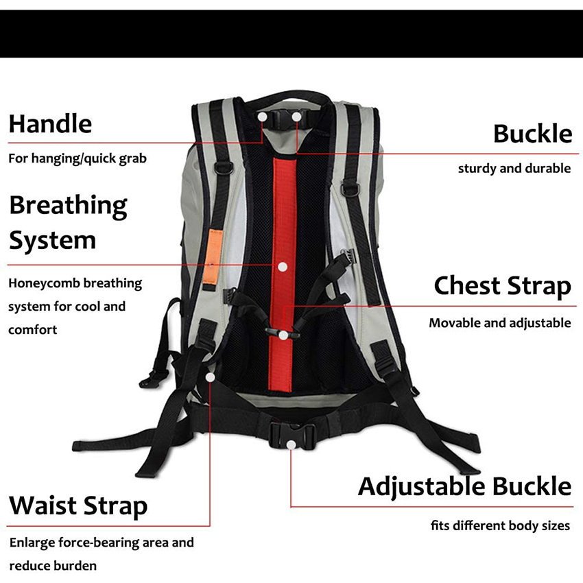 Waterproof Dry Bag Backpack 30L Lightweight TPU Floating Dry Sack for Kayaking Fishing Camping Boating Hiking Men Women with Padded Straps Breathing System