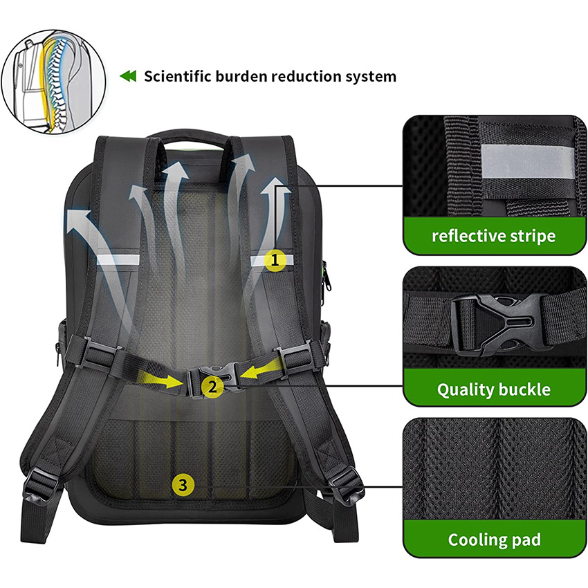 TPU Waterproof Backpack with 2 Removable Cosmetic Bags Airtight Zipper Pocket Hiking Travel