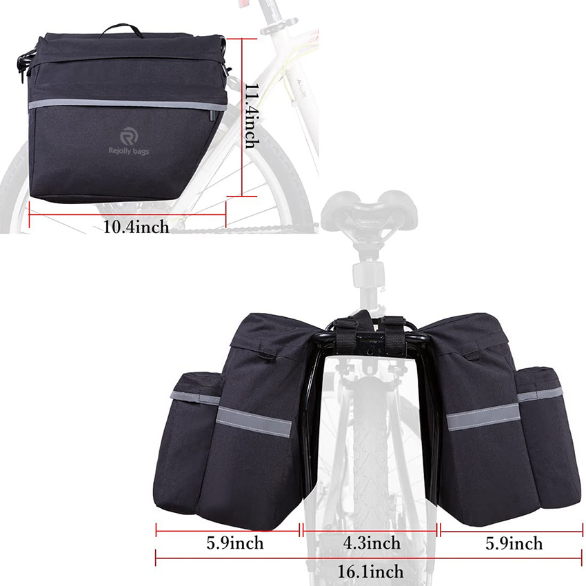 Water-Resistant Portable Bike Pannier Bag - 26L Bicycle Panniers with Reflective Trim, Bike Rear Seat Bicycle Bag