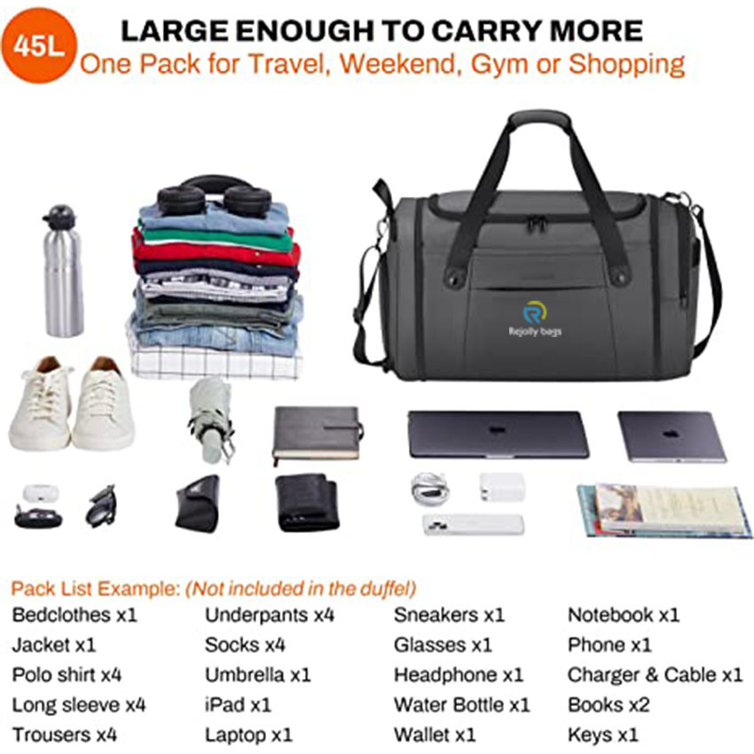 Foldable Weekender Carry on Duffle Luggage with Shoe Compartment Wear for Outdoor Travel Bag