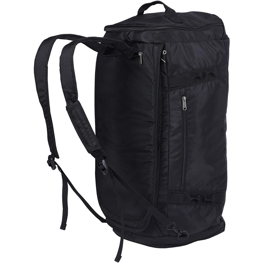 Travelling Foldable Carryon Black Duffel Bag with Shoes Compartment for Camping Touring Waterproof & Tear Resistant Weekender Duffel Bag