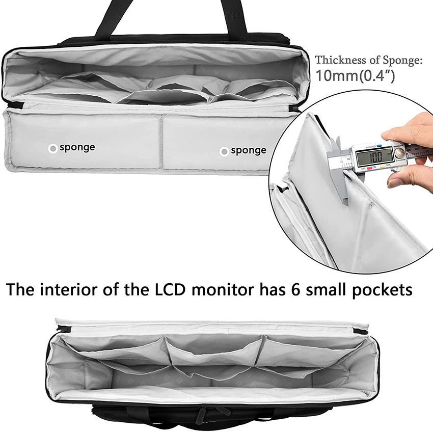 Screen/TV Transport Case for 24" Displays Padded Monitor Carrying Travel Bag with Accessories Tote Bag