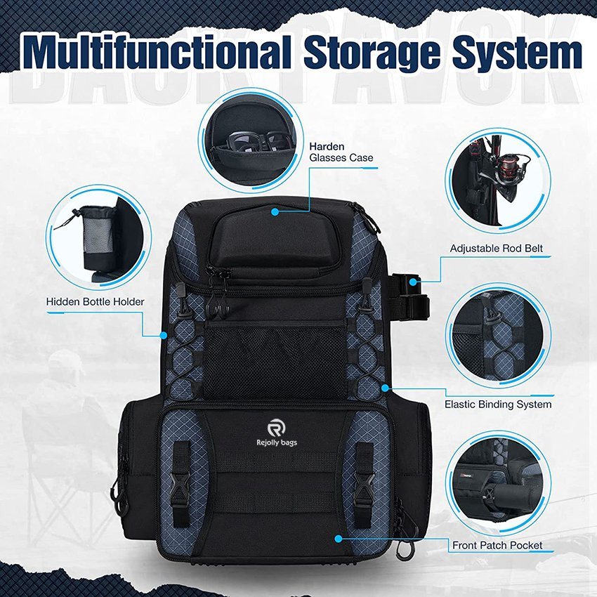 Outdoor Large Capacity with 4 Trays and Protective Rain Covercamping Hiking Fishing Tackle Bag