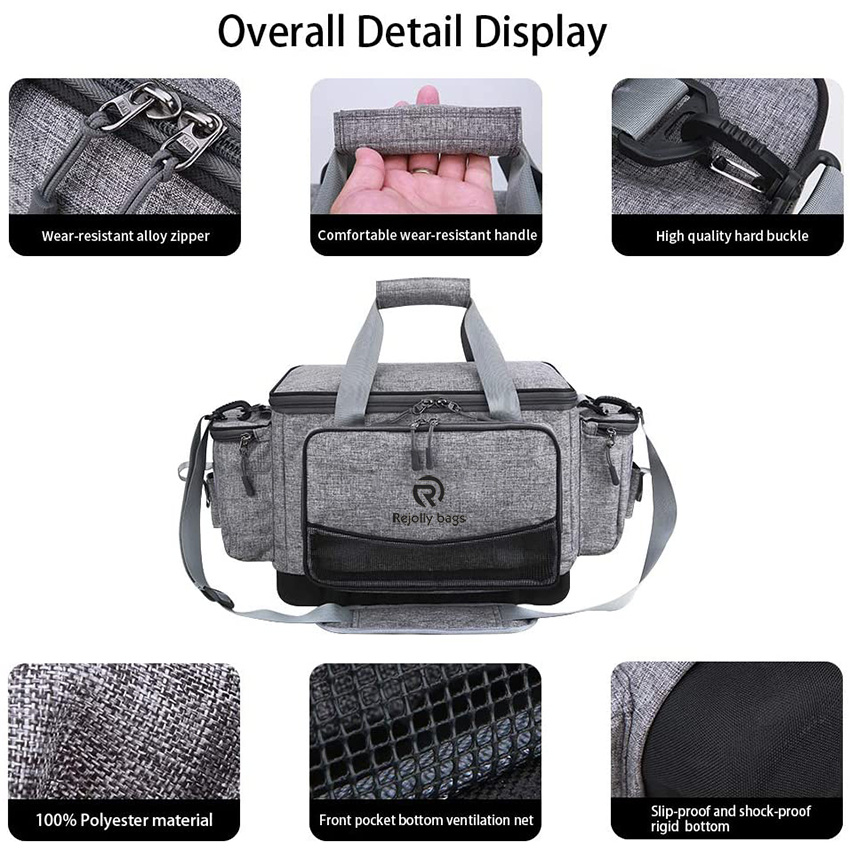 Outdoor Large Fishing Tackle Storage Bag - 100% Water-Resistant Polyester Material - Fishing Tackle Bags Fishing Gear Bag