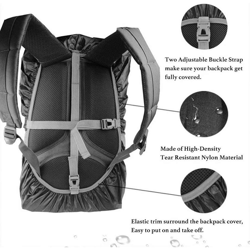 Waterproof Backpack Rain Cover Upgraded Triple Adjustable Anti Slip Buckle Strap Wear-Resisting Bag