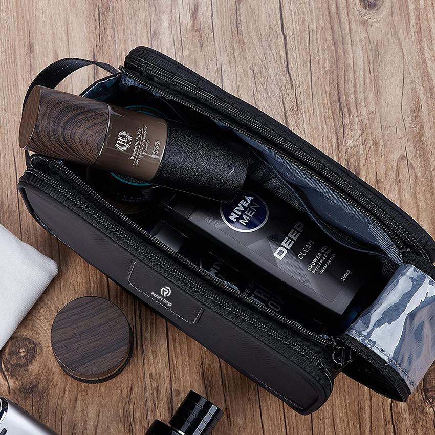 Water-Resistant with Double Side Full Open Design, Large Capacity for Toiletries and Shaving Accessories, Travel Toiletry Organizer Case Toiletry Bag