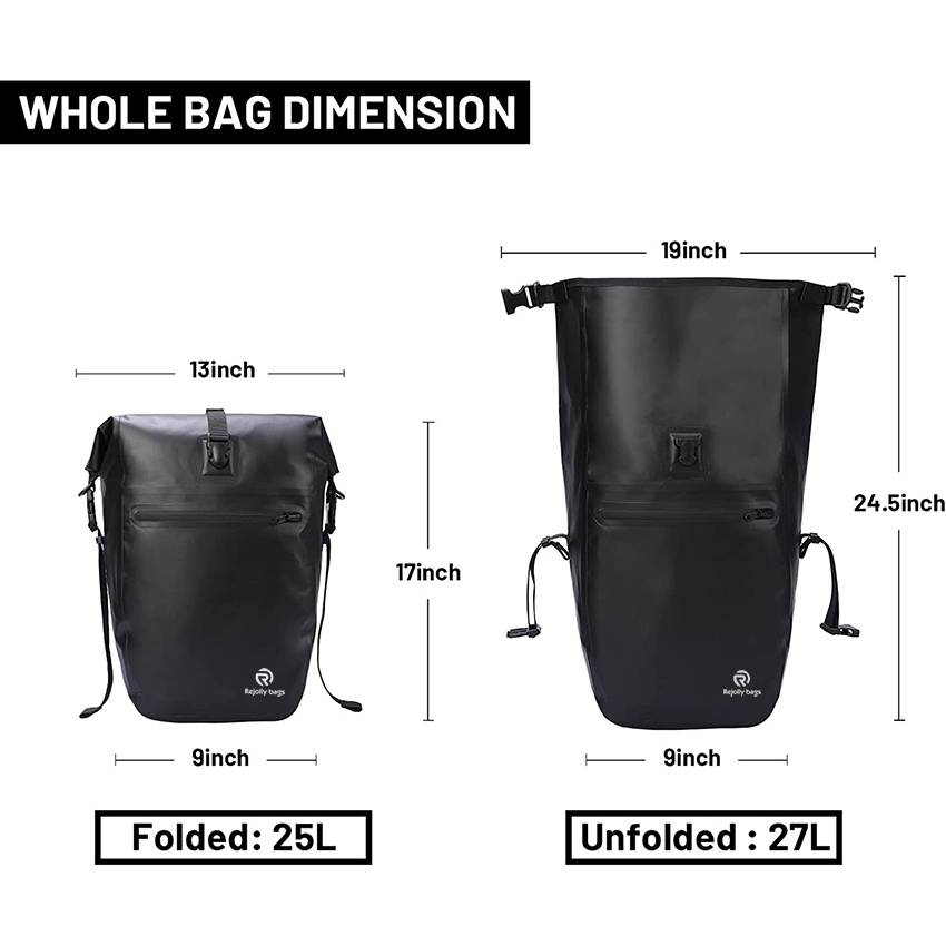 Waterproof Pannier Bags for Bicycles Rear Rack Seat Trunk 27L Large Capacity Bicycle Pannier Backpack with Shoulder Strap for Bicycling Traveling Bike Bag