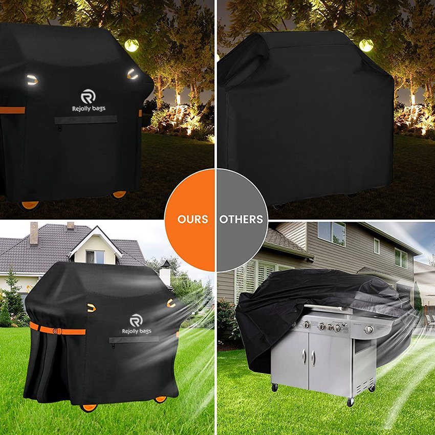 58 Inch Waterproof BBQ Grill Cover with 4 Reflective Handles & Straps, Special Fade and UV Resistant Material, Dust-Proof Windproof Rip-Proof Grill Cover