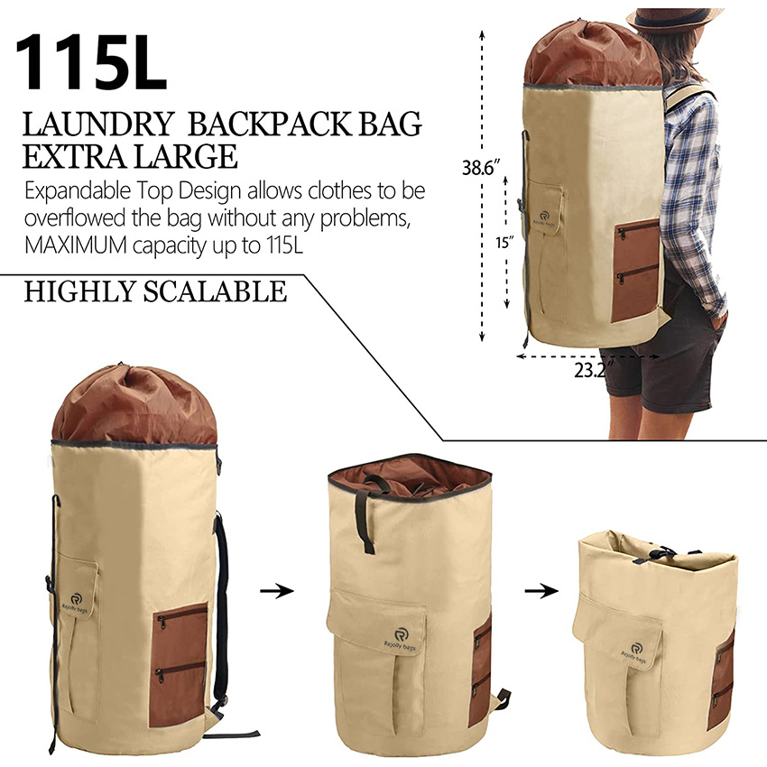 Heavy Duty 115L Collapsible with Handle for Camp, with Drawstring Closure, Dorm Room Essentials for College Students Laundry Bag