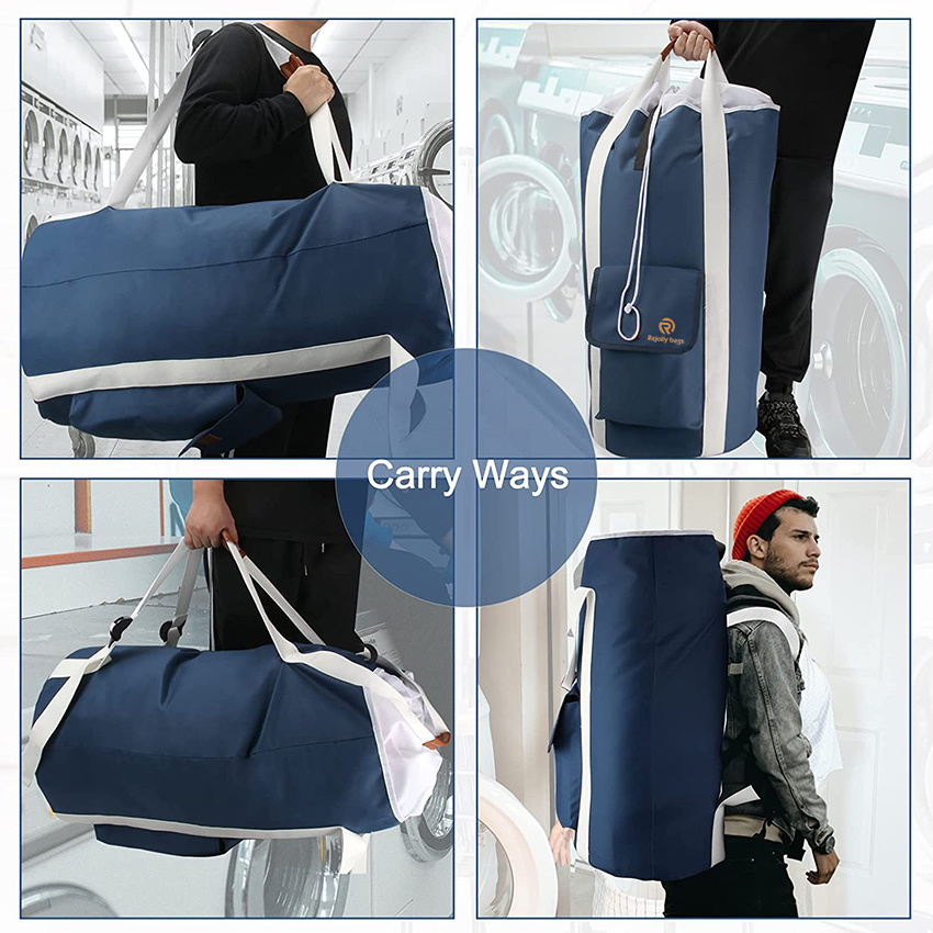 Extra Large College Students Dorm with Detergent Pocket, Heavy Duty Adjustable Shoulder Straps and Drawstring Closure with 1 Mesh Laundry Bag