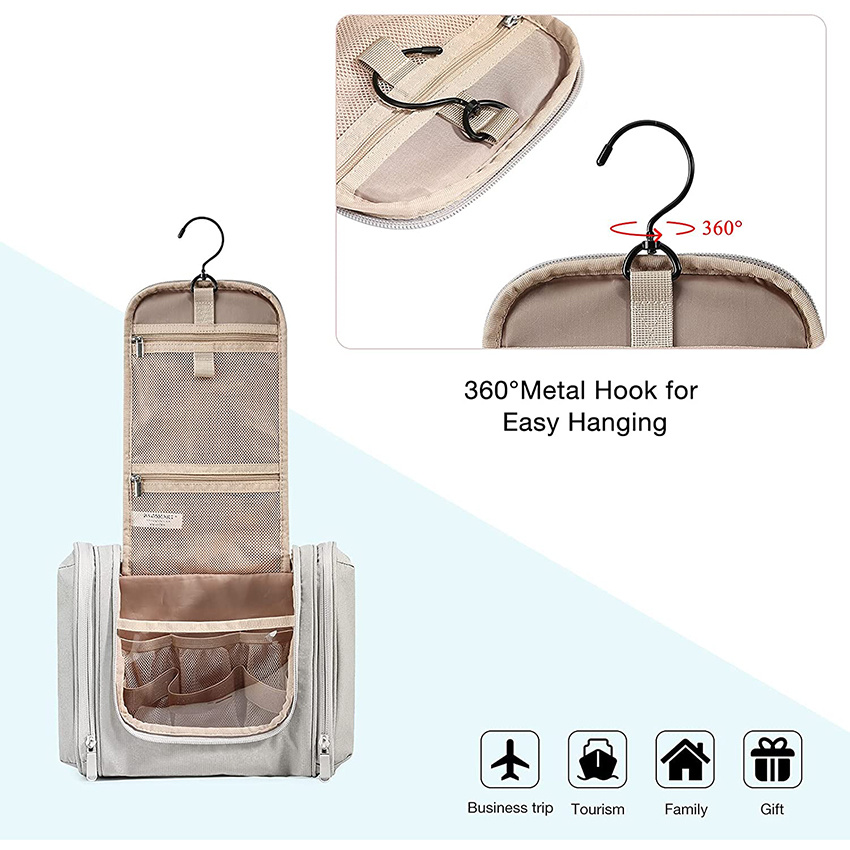 Hanging Toiletry Bag Water-Resistant Cosmetic Makeup Bag Travel Organizer for Shampoo, Full Sized Container Toiletry Bag