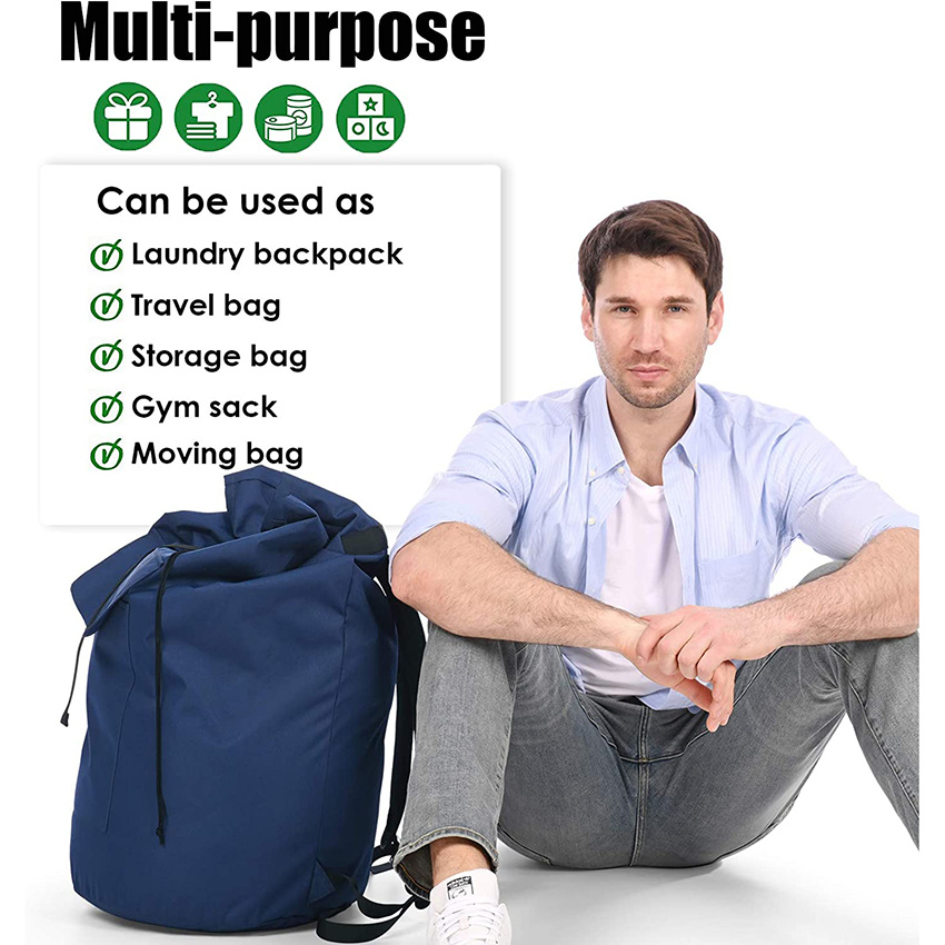 Laundry Backpack with Padded Shoulder Strap, Sturdy Travel Hanging for College Dorm, Apartment for Student Laundry Bag