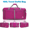 100L Travel Duffle Bag Lightweight Waterproof Shoe Pocket Foldable Weekender Bag