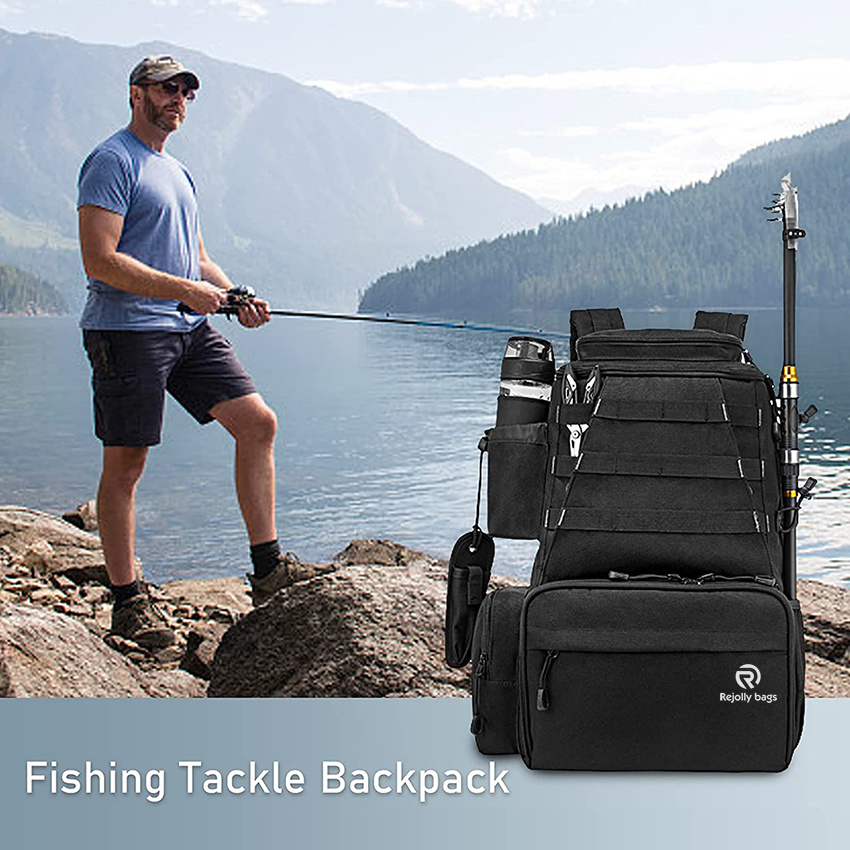 Outdoor Large Water-Resistant Fishing Backpack with Rod Holder for Trout Fishing Outdoor Sports Camping Hiking Fishing Tackle Bag