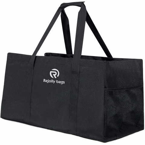 Extra-Large Utility Tote Bag with 3 Pockets, Waterproof Beach Bag Collapsible Reusable Grocery Basket for Storage Laundry Bag