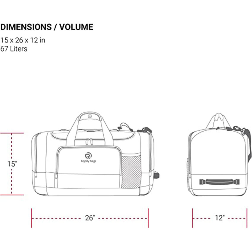 Multi Outdoor Duffle with a Large Capacity Main Compartment, Two End Pockets, and a Front Organizer Pocket for Travel Bags