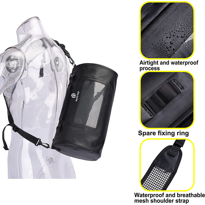 15L Swimming Waterproof Floating Bag with Breathable Shoulder Strap and Airtight Zipper