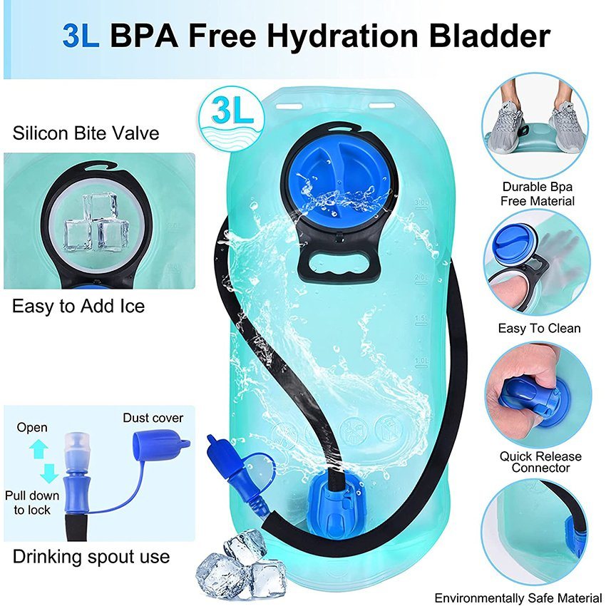 Hydration Backpack with 3L BPA Free Water Bladder, Lightweight Day Pack for Hiking, Running, Cycling Hydration Bag