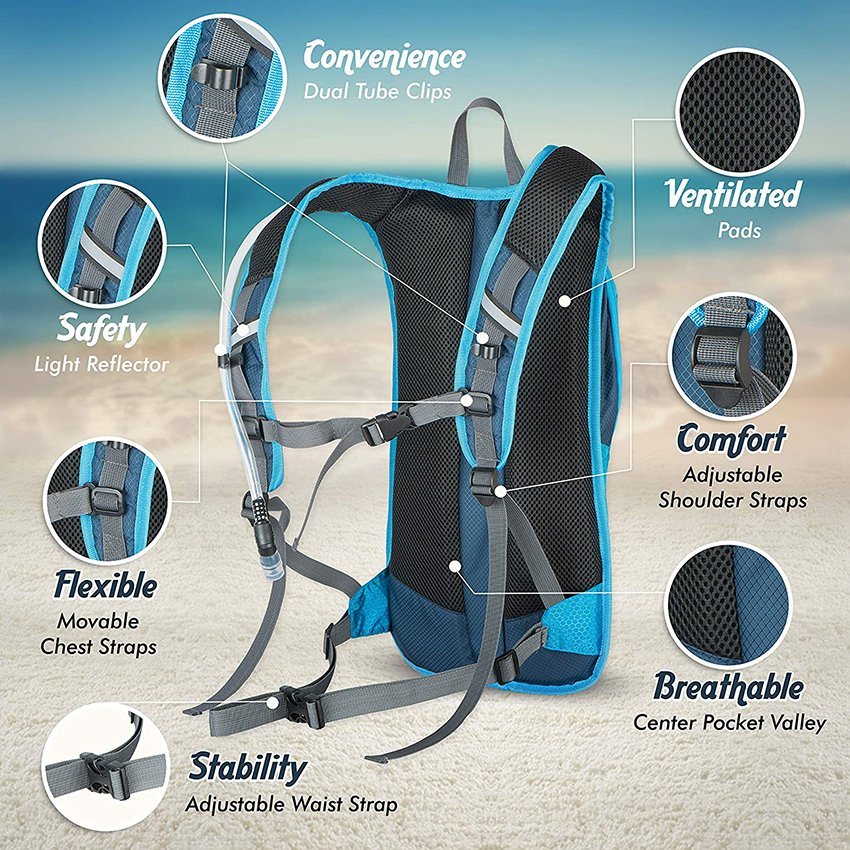 Hydration Pack for Running, Biking with Hydration Bladder 2L. Awesome Water Backpack for Hiking Great Running Hydration Bag