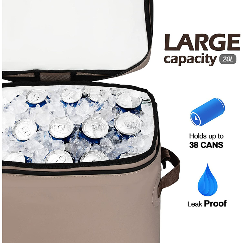 Soft Cooler Bag Insulated Lunch Box 20L Leakproof Portable Ice Chest Coolers for Picnic, Beach, Work, Trip Dry Bag