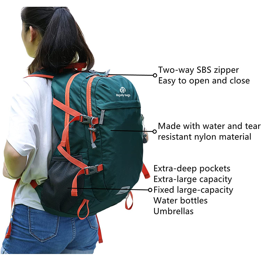 40L Lightweight Water Resistant Hiking Backpack Foldable Daypack for Travel Bag