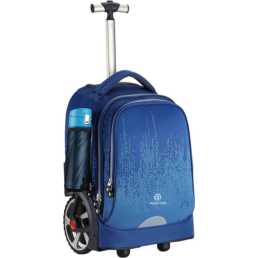 19 Inch Rolling Bookbag with Adjustable Handle and No Straps for Business Roller Bag