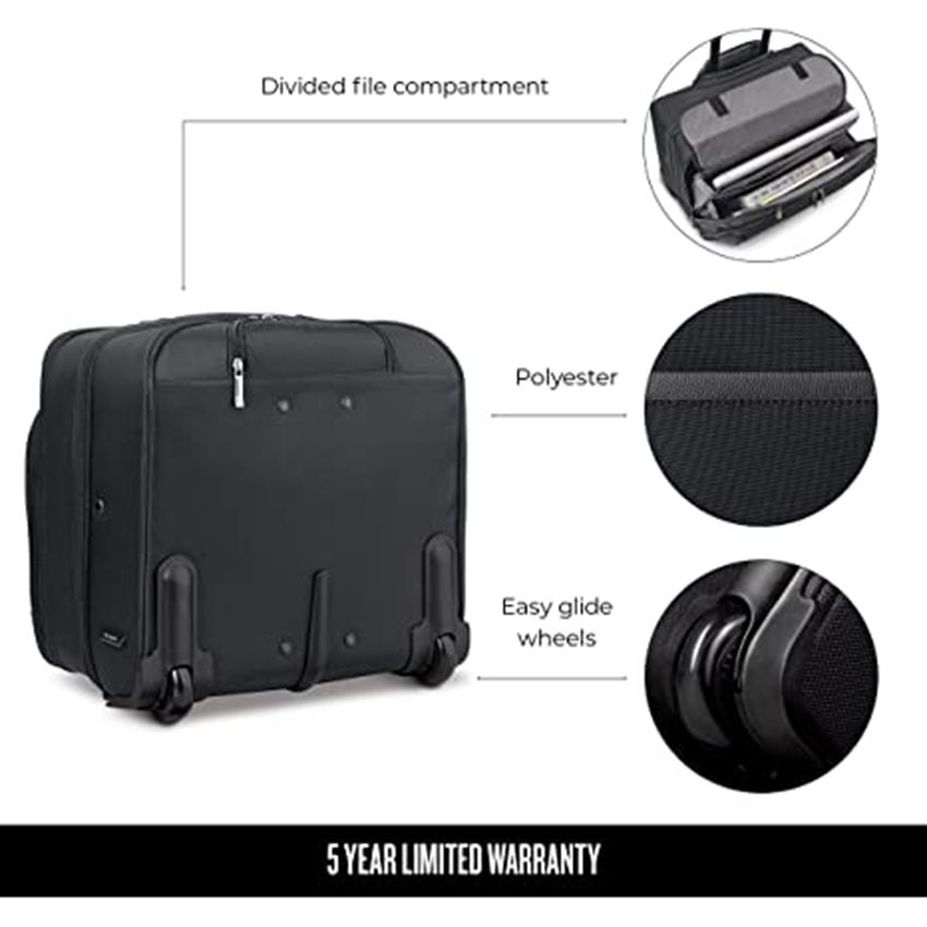 16-Inch Laptop Rolling Case with Quick Access Pocket for Business Roller Bag