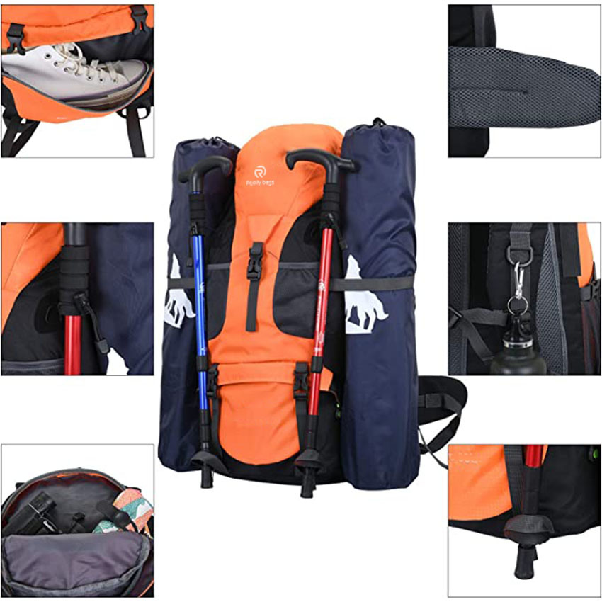 50L Comfortable Camping Lightweight Bag with Adjustable Straps for Outdoor Travel Backpack