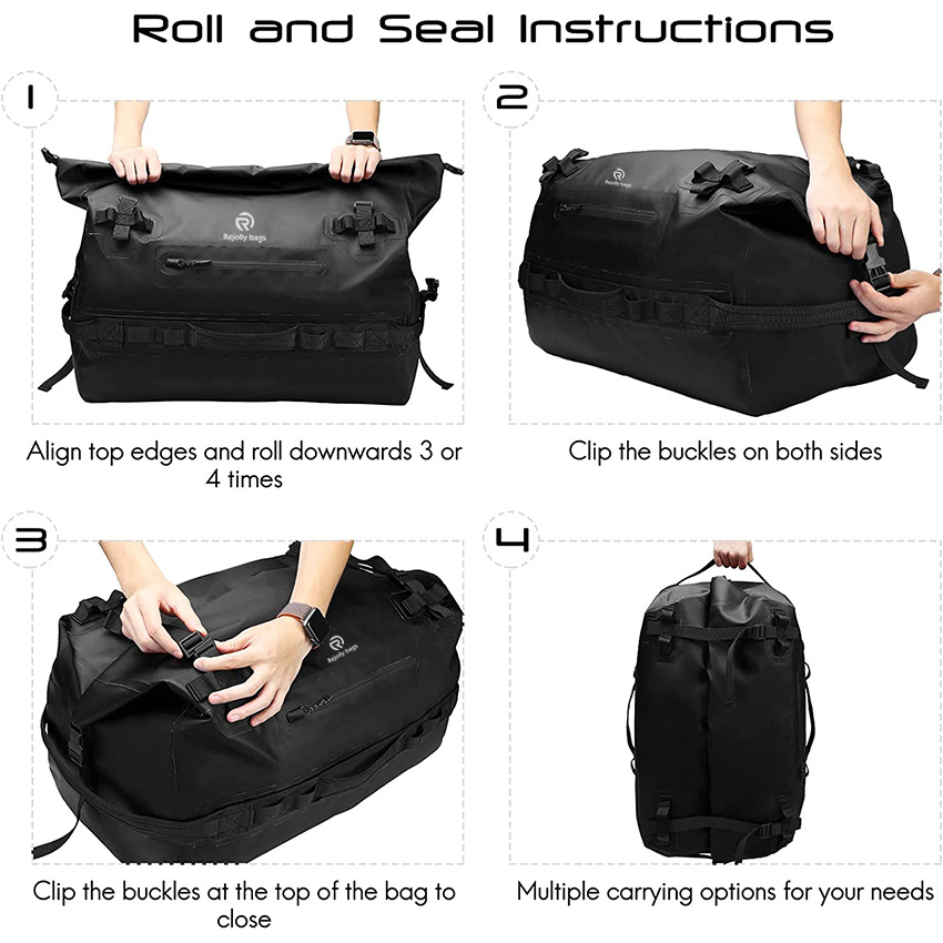 Roll-Top Dry Duffel Backpack Large Waterproof Dry Sack Heavy Duty with Backpack Straps for Kayaking, Rafting, Boating, Travel Dry Bag