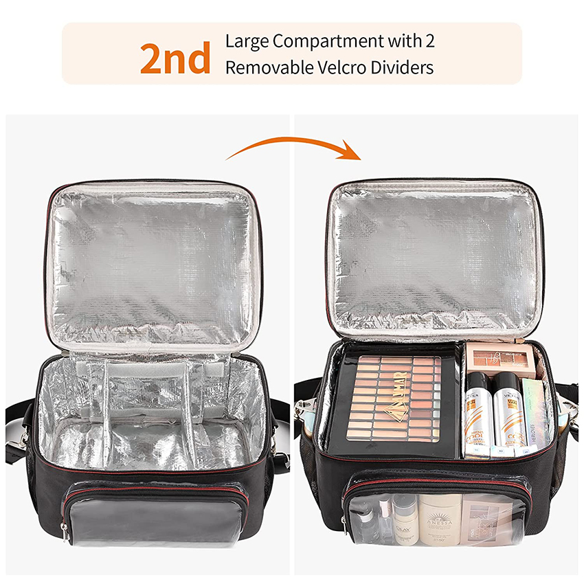 Professional Cosmetic Organizer Case with Heat Insulation Aluminium Film, Travel Make Up Storage Bag for Makeup Artist Cosmetic Bag RJ21688