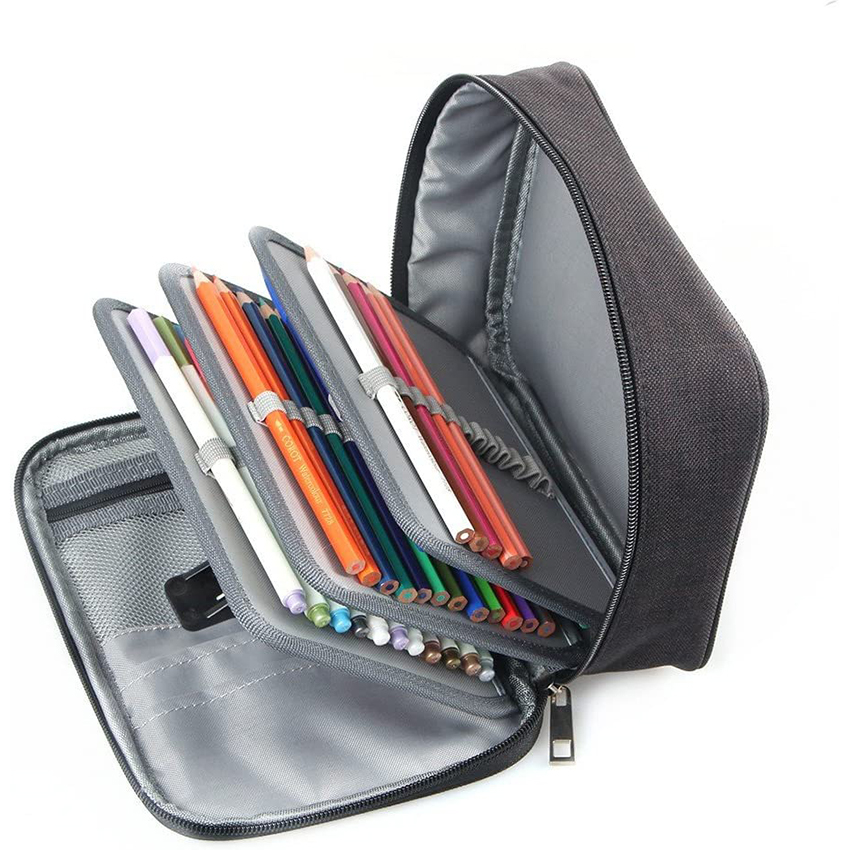 Multi Layer Large Capacity Foldable Case Zippered Pen Bag with Zipper for Artists Students Office Pen Bag RJ21651