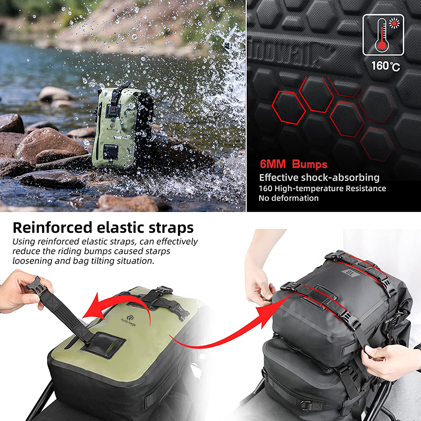 Waterproof Motorcycle Rear Seat Backpack Multifunctional Dry Rear Rack Trunk Bag RJ228351