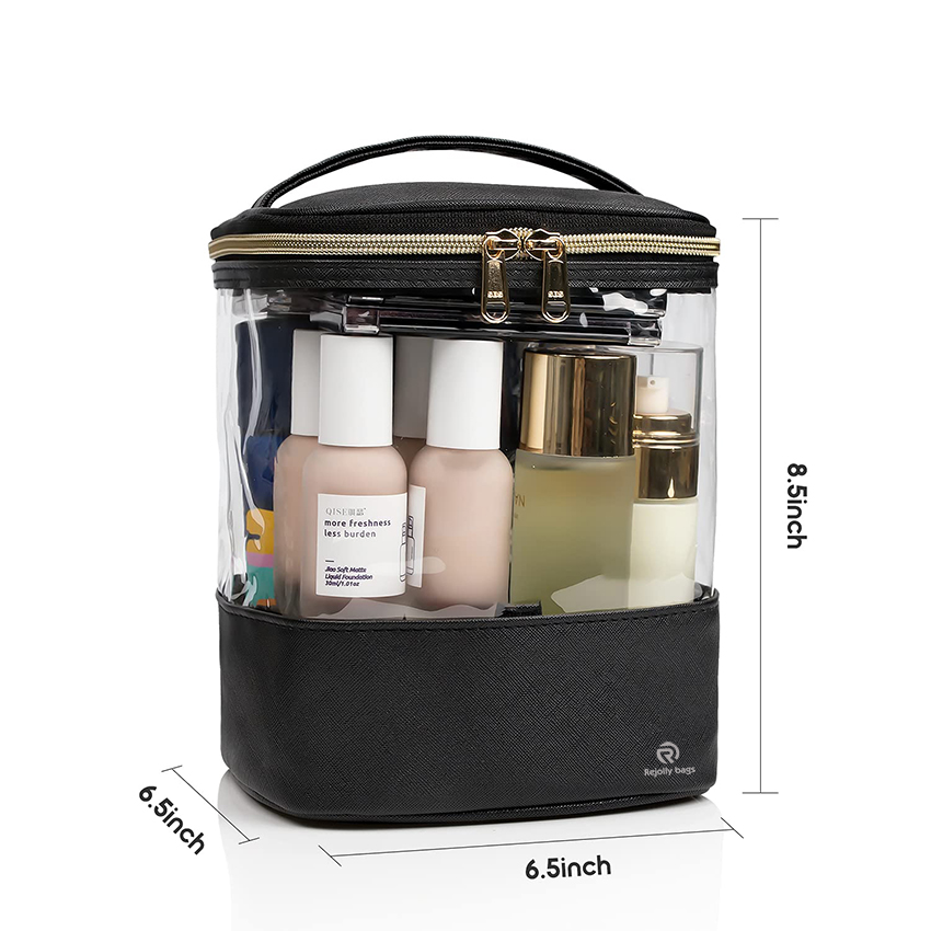 Travel Waterproof Cosmetic Bag Plastic Transparent Organizer Women Makeup Pouch with Handle Mesh Pockets Cosmetic Bag RJ21681