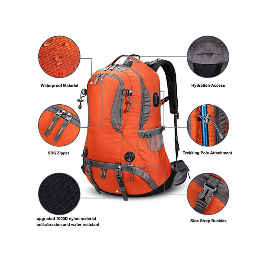 Wholesale Travel Bag Hiking Backpack Waterproof Daypack Outdoor Camping Climbing Backpack with Rain Cover