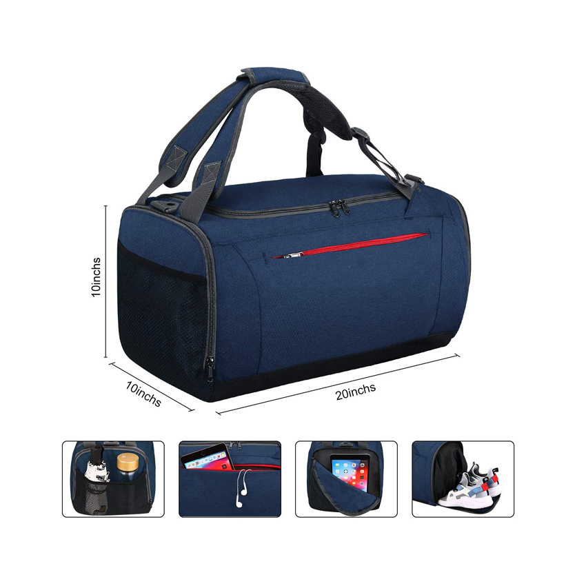 Large Capacity Sports Gym Bag Waterproof Travel Duffel Bag with Wet Pocket Shoes Compartment for Men Women