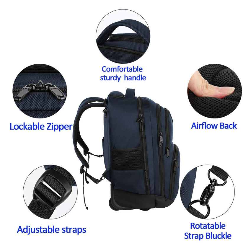 Backpack with Wheels Travel Rolling Backpack for Men Women Carry on Luggage Business Bag