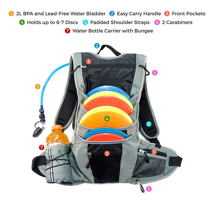 Wholesale Foldable Frisbee Disc Golf Bag Sling Bag Carrier Sports Disc Golf Hydration Backpack