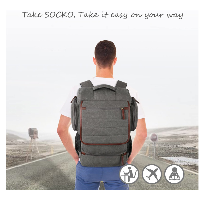 Canvas Laptop Backpack Travel Luggage Bag College Backpack Casual Daypack Outdoor Rucksack