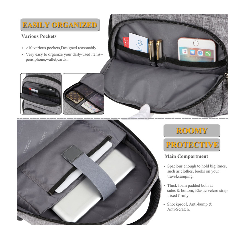 Laptop Backpack with USB Charging Port Water Resistant Business Travel Backpack College School Backpacks