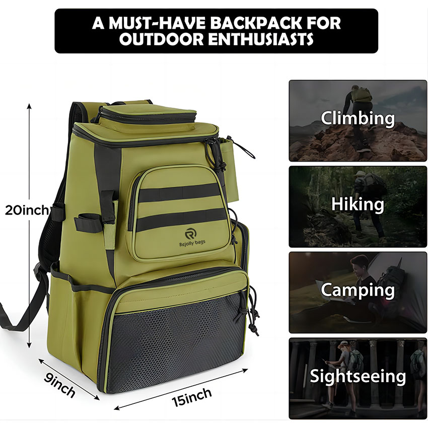 Extra Large Storage Waterproof Travel Backpack Fishing Tackle Bag RJ21782