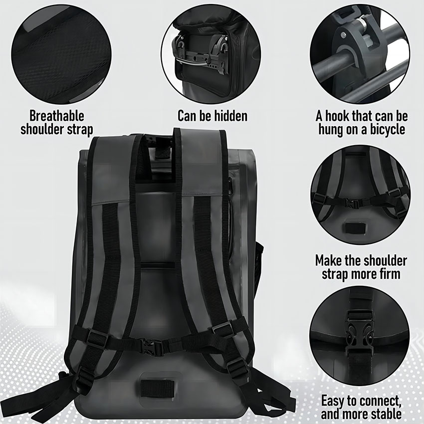 Large Capacity Waterproof Bike Pannier Backpack Dry Bike Rear Seat Trunk Bag RJ228355