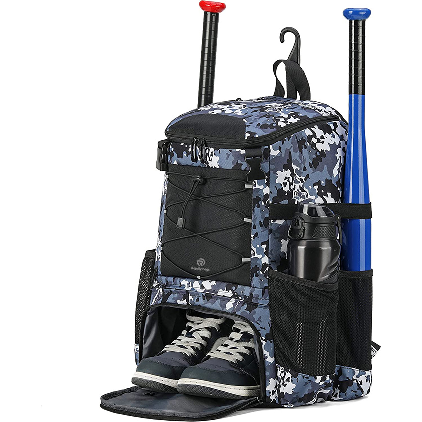Lightweight Baseball Equipment Backpack with Shoe Compartment, Bat Backpack with Fence Hook for TBall Bat, Helmet Baseball Bag RJ19685