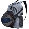 Basketball Backpack with USB Charging Port, Durable Men's Laptop Backpack for Outdoor with Ball Compartment Ball Bag RJ196101