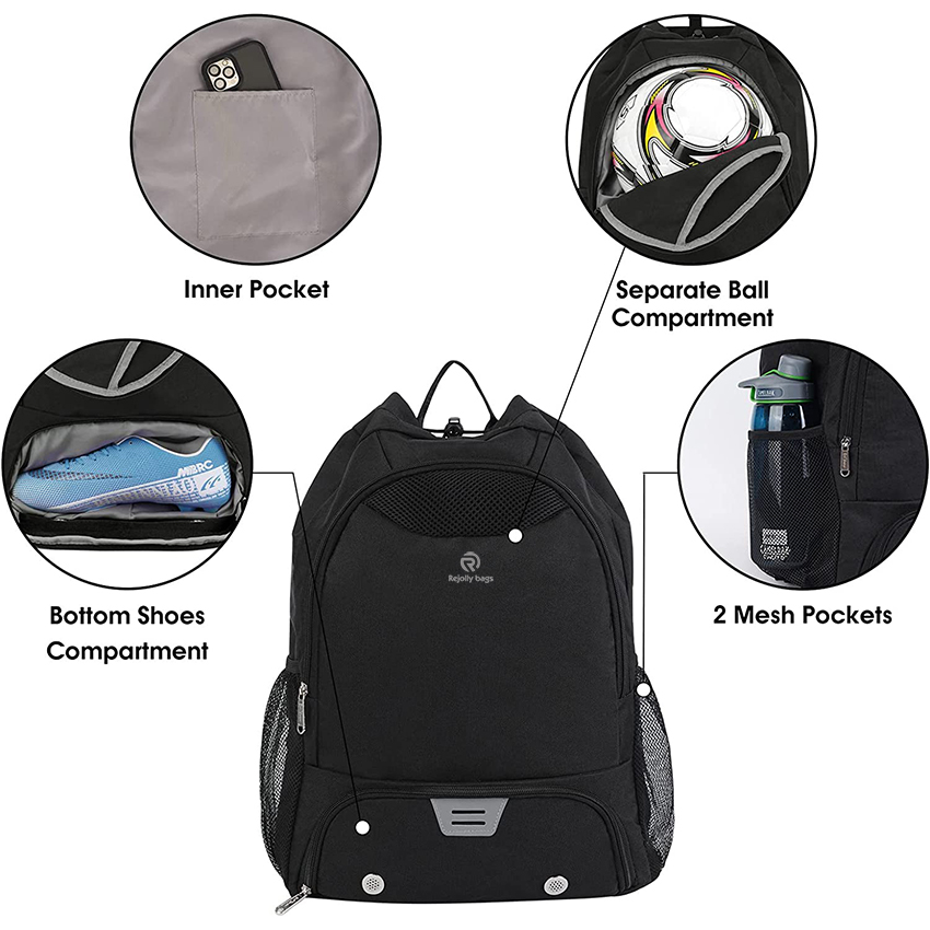 Drawstring Backpack, Soccer Basketball Backpack with Shoe & Ball Compartments and Wet Pocket Gym Ball Bag RJ196127