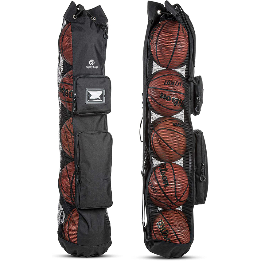 Heavy Duty Basketball Mesh Equipment Ball Bag Shoulder Strap Design for Coach with 2 Front Pockets for Coaching & Sport Accessories Ball Bag RJ196105