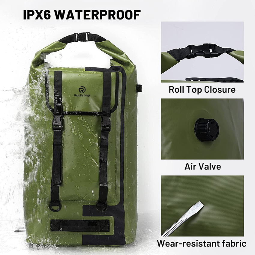 Large Waterproof Duffel Backpack Roll Top Heavy Duty Dry Bag for Kayaking Boating Camping Gear Motorcycle Trips Hiking Travel Dry Bags RJ228394