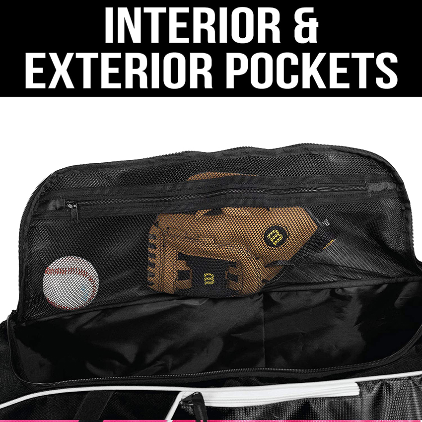 Rolling Baseball Bag - Wheeled Baseball Bat Bag for Baseball, Softball Equipment for Youth, Kids, and Adults Baseball Bags RJ19669