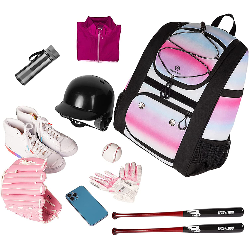 Lightweight Youth Baseball Backpack with Shoe Compartment, Baseball Bag with Fence Hook for TBall Bat & Equipment Baseball Bags RJ19654